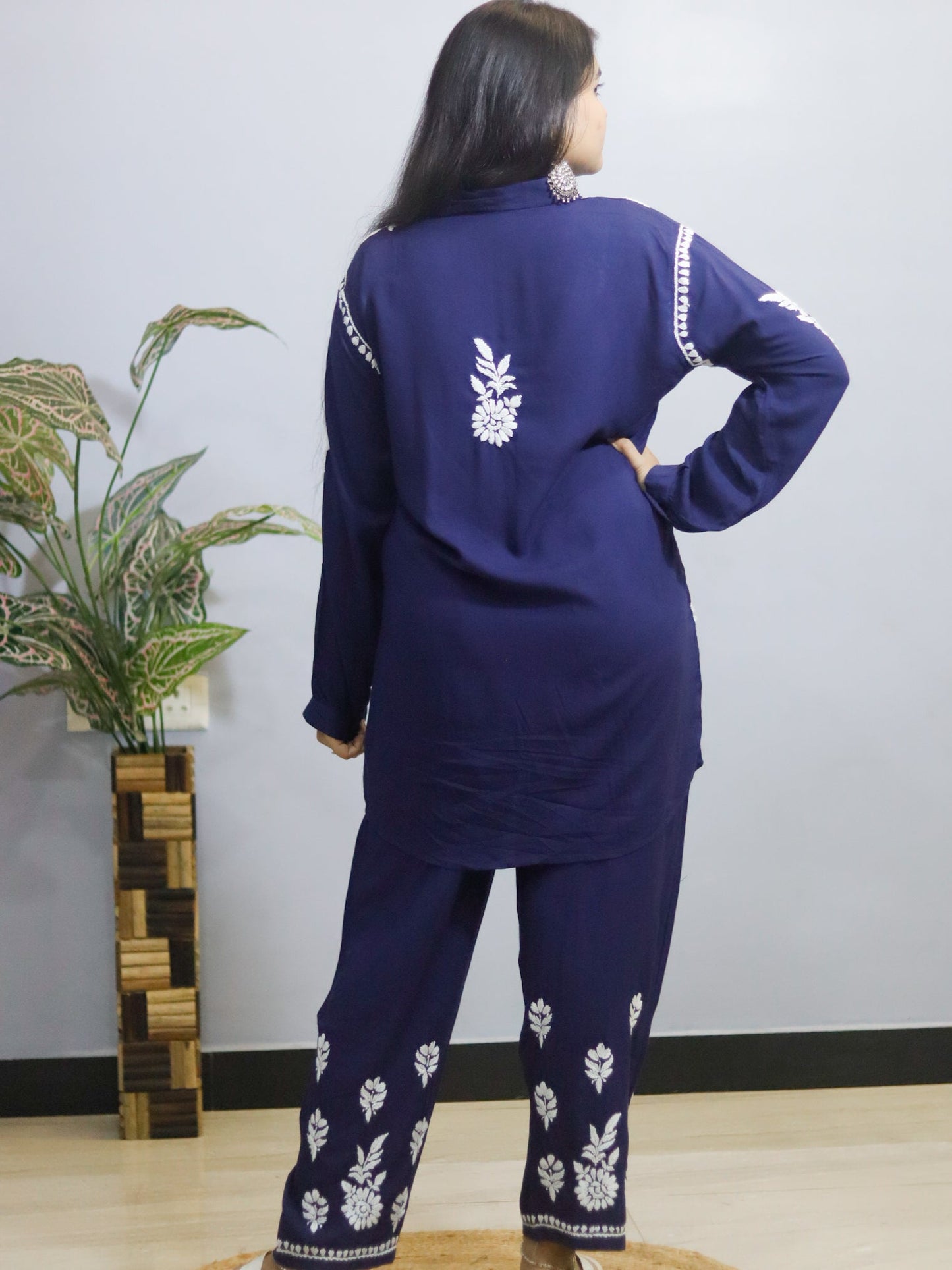 Navy Blue Chikankari Coord Set