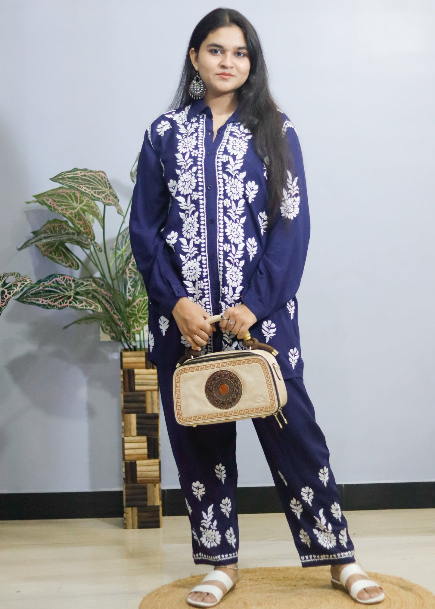 Navy Blue Chikankari Coord Set