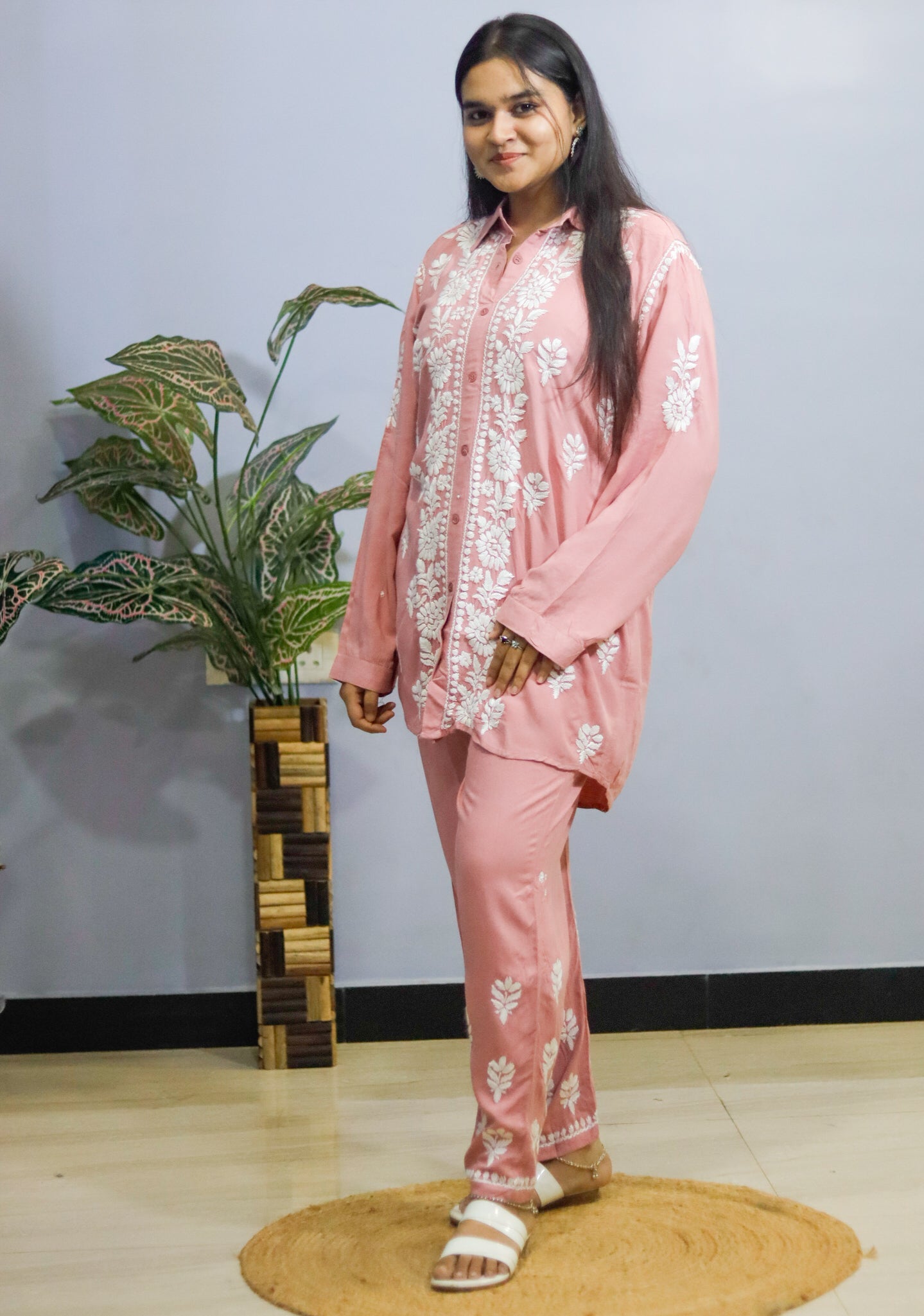 Blush Pink Chikankari Coord Set