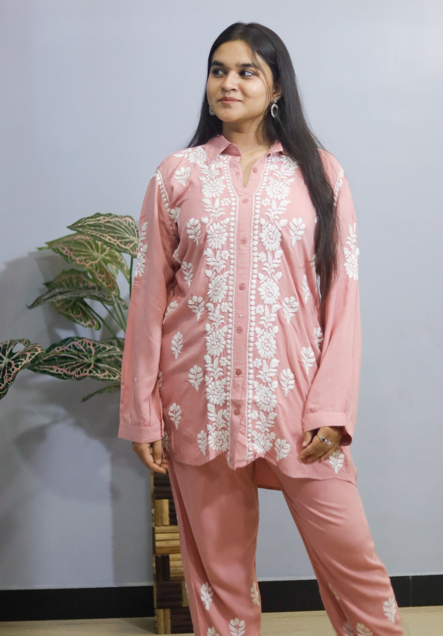 Blush Pink Chikankari Coord Set