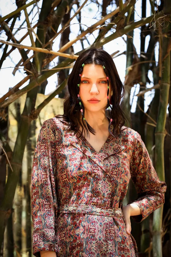 Red Multicolour Pure Cotton Musline Hand Embroidered Co-Ord Set For Women