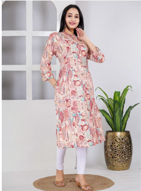 Onion Angrakha Style Pure Cotton Regular Kurti For Women