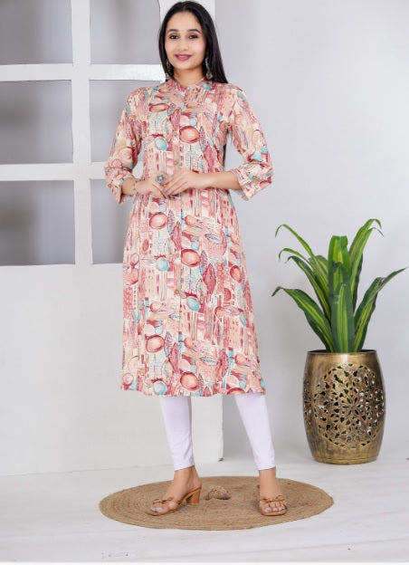 Onion Angrakha Style Pure Cotton Regular Kurti For Women