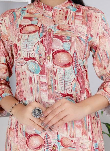 Onion Angrakha Style Pure Cotton Regular Kurti For Women