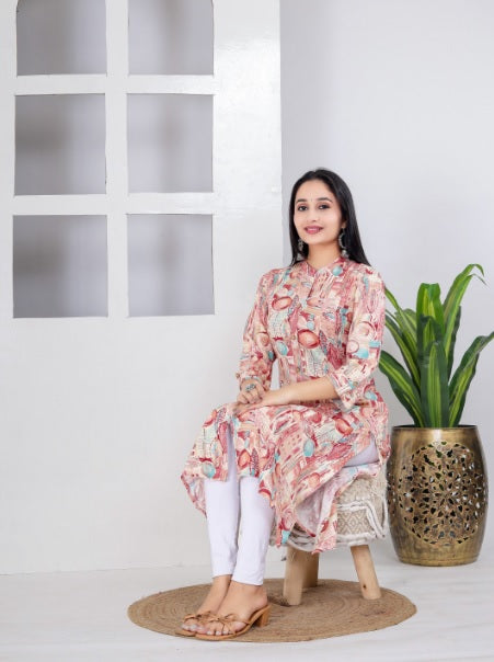 Onion Angrakha Style Pure Cotton Regular Kurti For Women