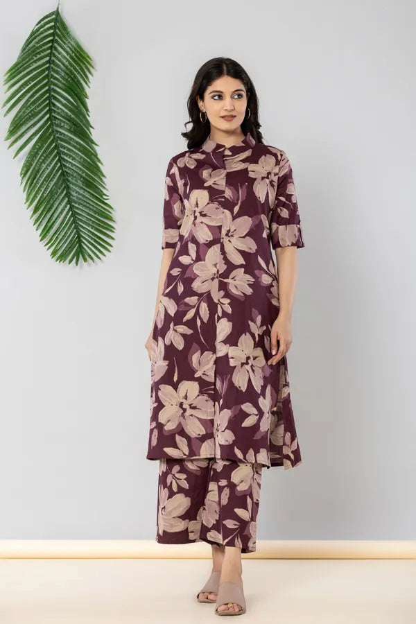 Vine cotton flex as khadi style kurti pant set for women