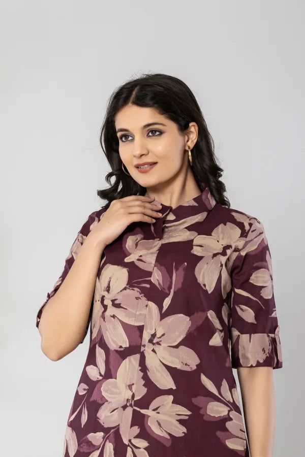 Vine cotton flex as khadi style kurti pant set for women