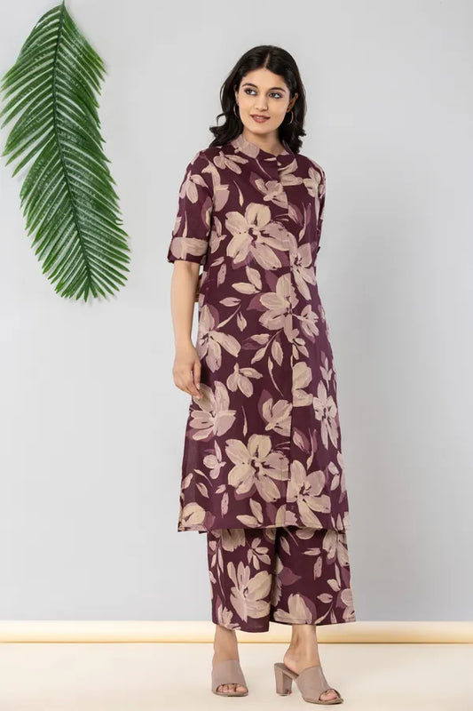 Vine cotton flex as khadi style kurti pant set for women
