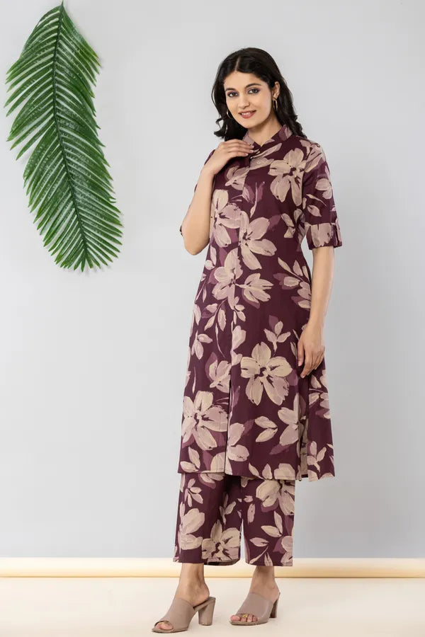 Vine cotton flex as khadi style kurti pant set for women