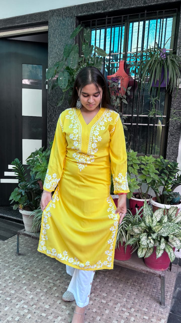 Zehra Sunshine Yellow Chikankari Kurti