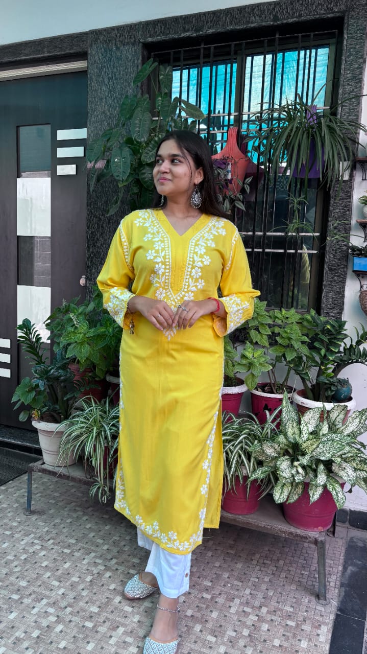 Zehra Sunshine Yellow Chikankari Kurti