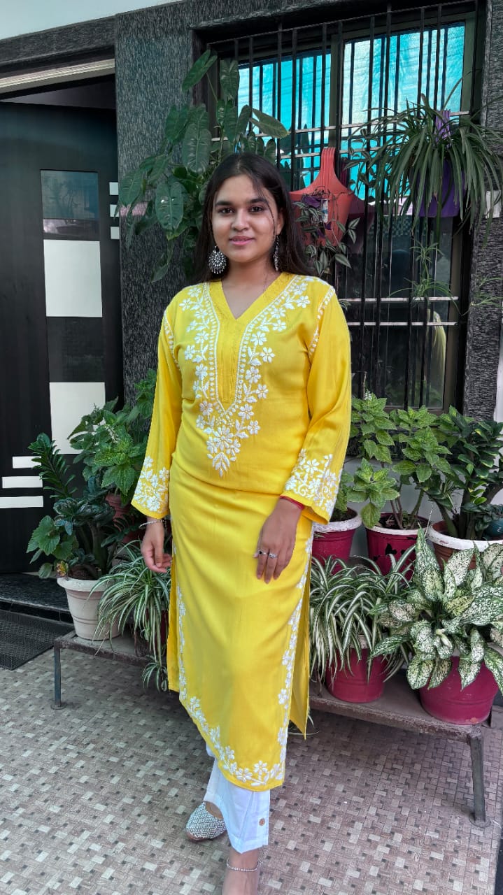 Zehra Sunshine Yellow Chikankari Kurti
