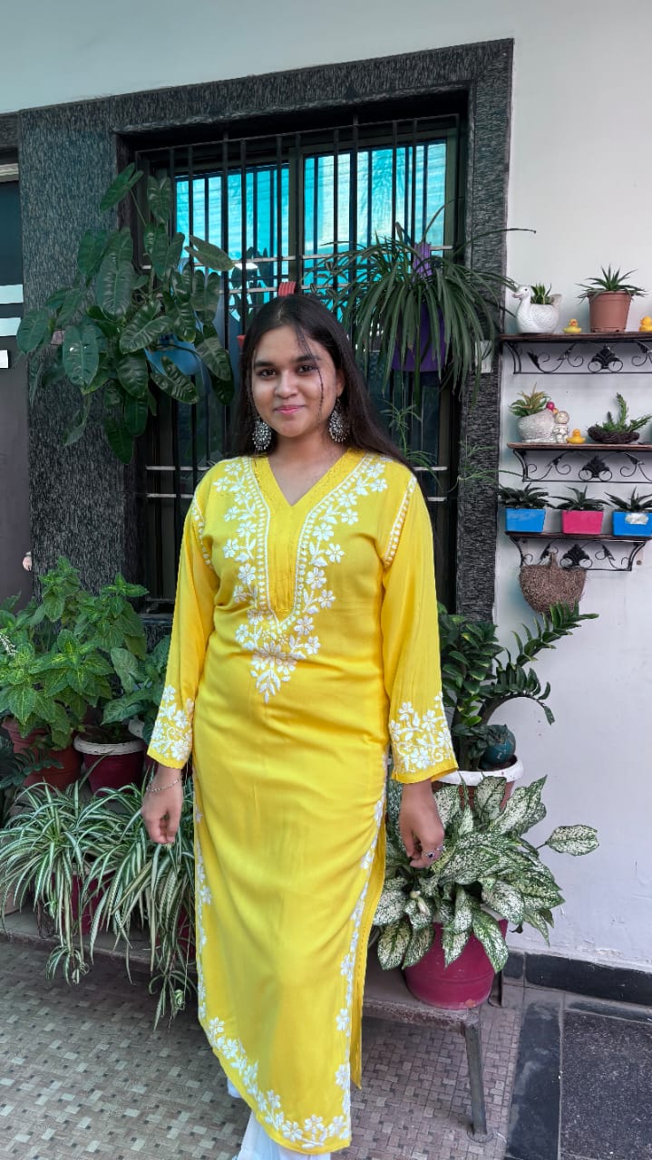 Zehra Sunshine Yellow Chikankari Kurti