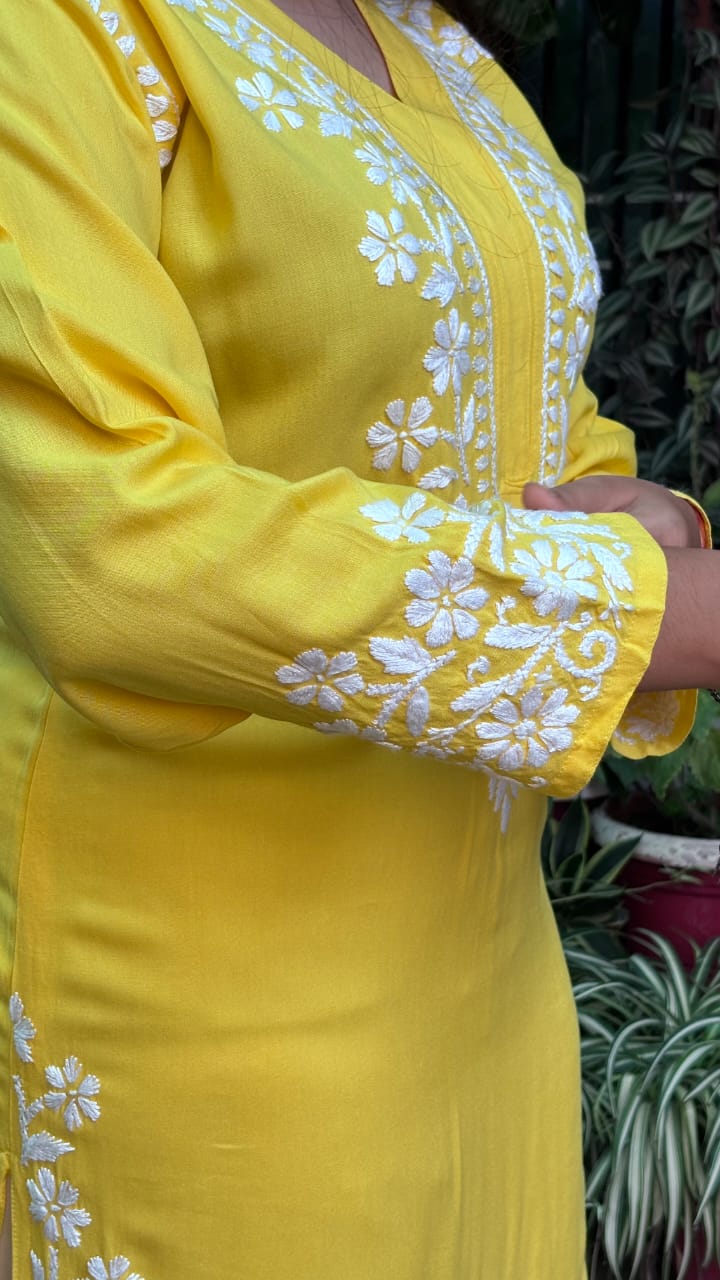 Zehra Sunshine Yellow Chikankari Kurti