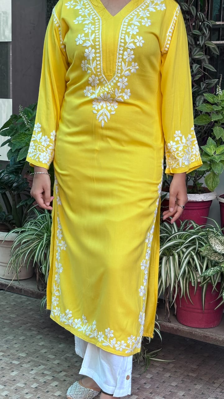 Zehra Sunshine Yellow Chikankari Kurti