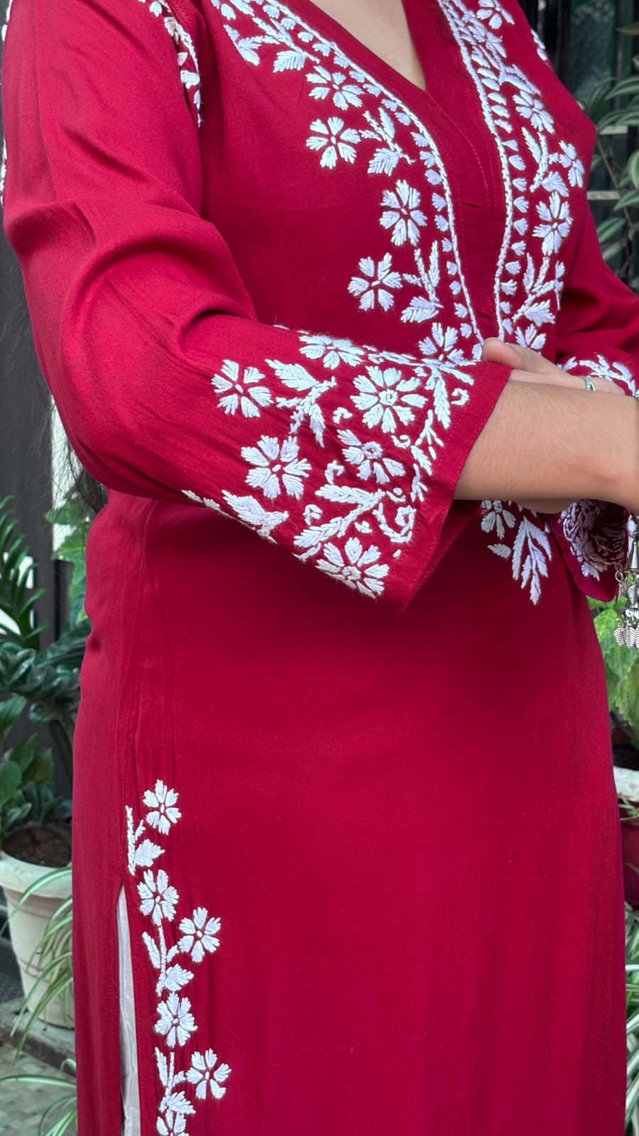 Meher Maroon Chikankari Kurti