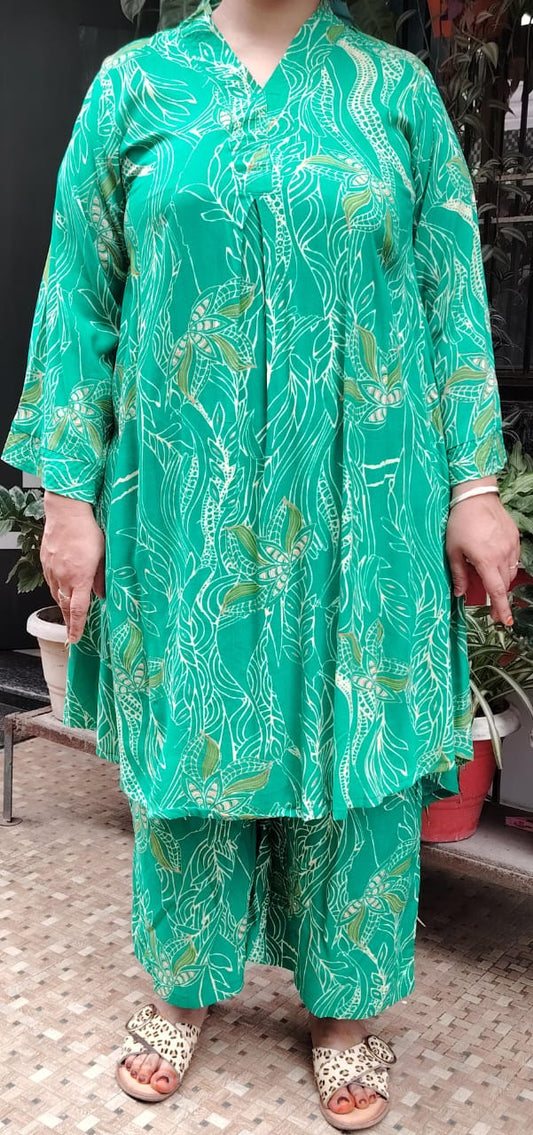 Green Printed Cord Set