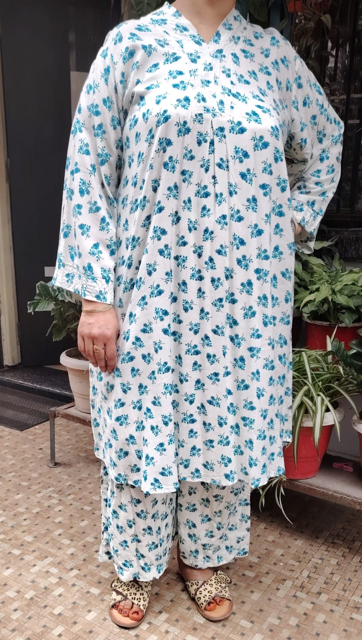 White Blossom Floral Cord Set