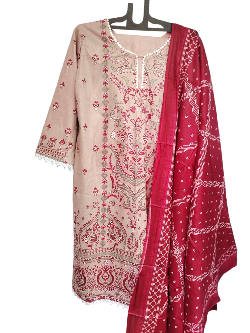 Almond Digital Print Kurti Pant Dupatta Set