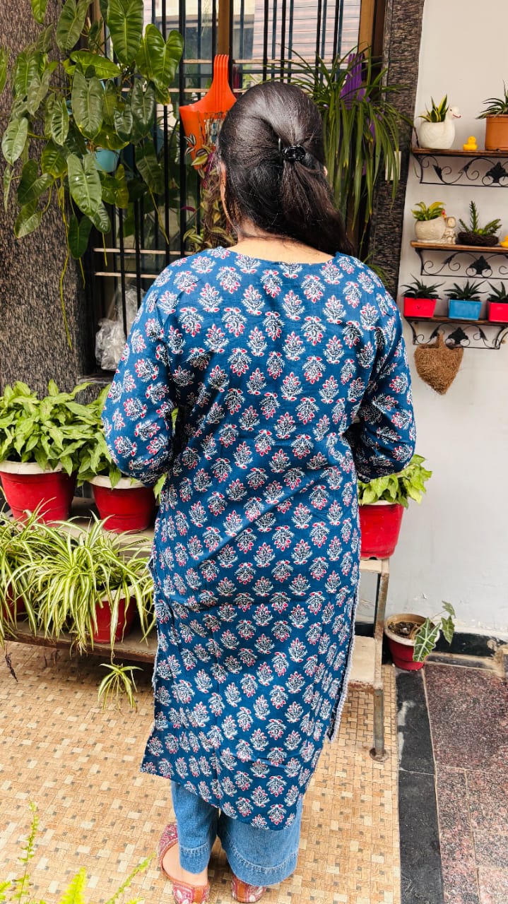 Blue printed Cotton kurti