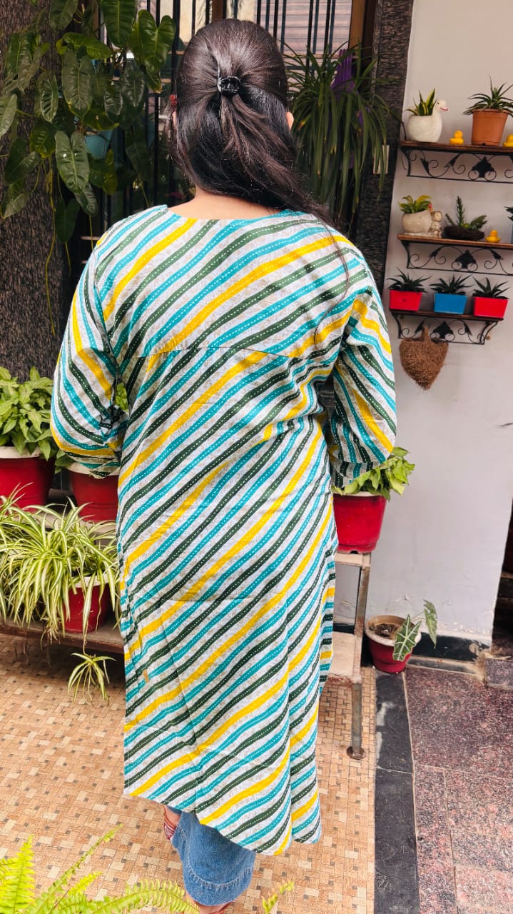 Multi-Color Diagonal printed Cotton Kurti
