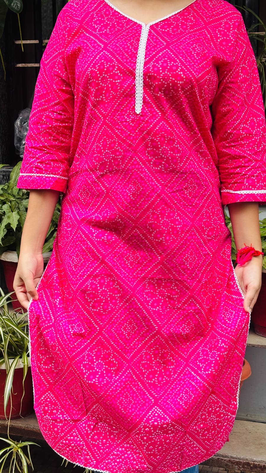 Pink printed Cotton kurti