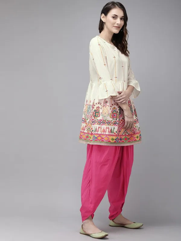 Pink Ethinic Cotton Dhoti Kurta Set