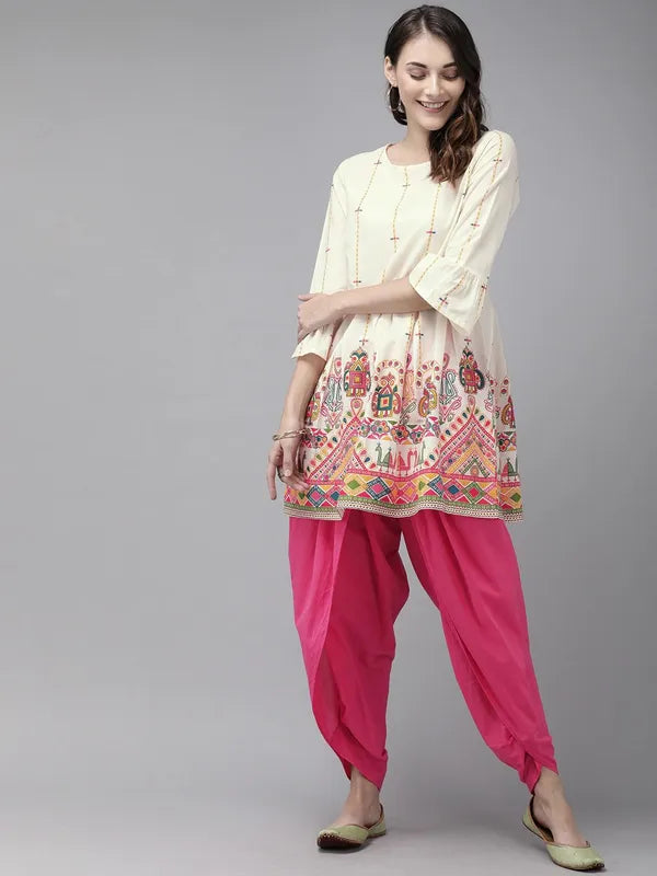 Pink Ethinic Cotton Dhoti Kurta Set