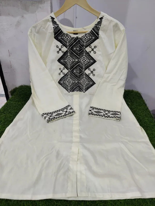 White Rayon Cotton Embroidered Co-Ord Set