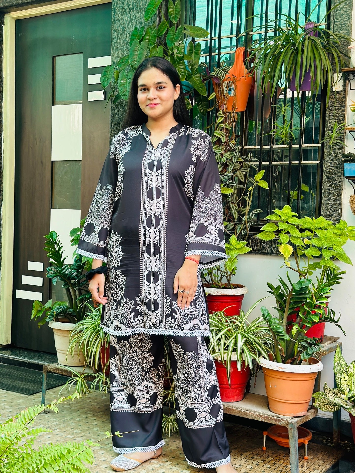 black printed turkish cord set