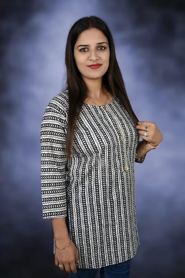 Black Jaipuri Cctton Top