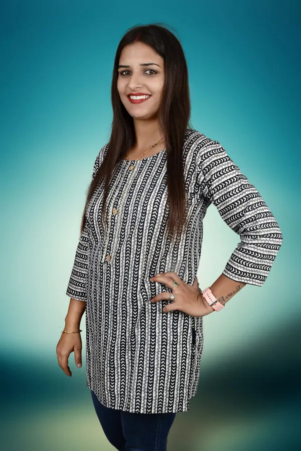 Black Jaipuri Cctton Top