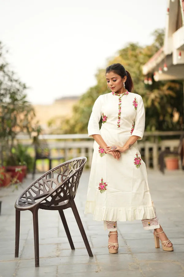 organic cotton hand work kurti