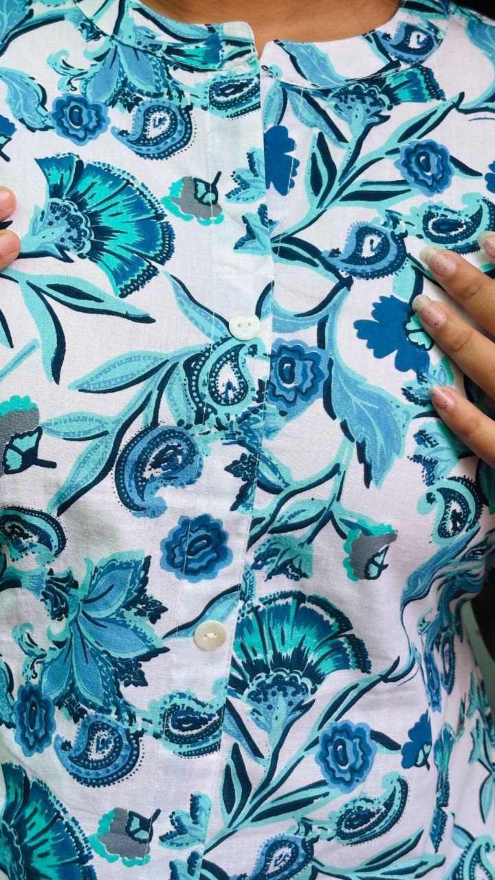 Aqua Bloom floral print Summer Dress