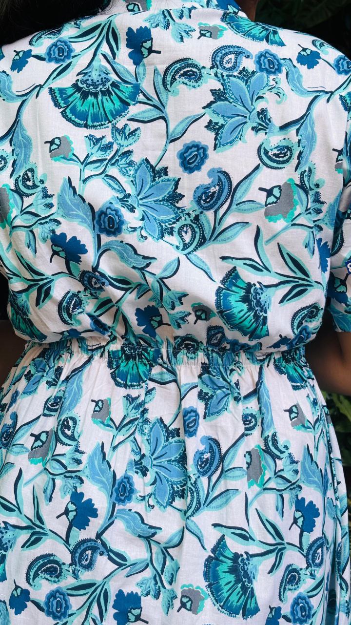 Aqua Bloom floral print Summer Dress