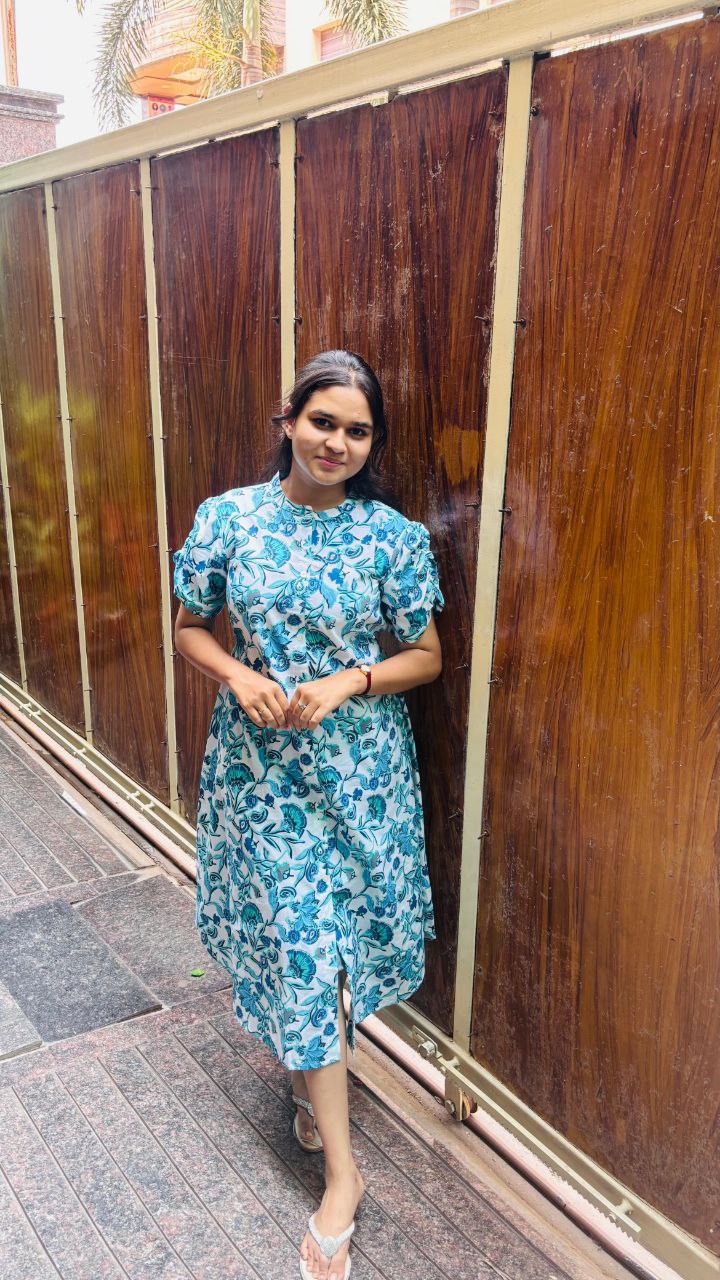 Aqua Bloom floral print Summer Dress