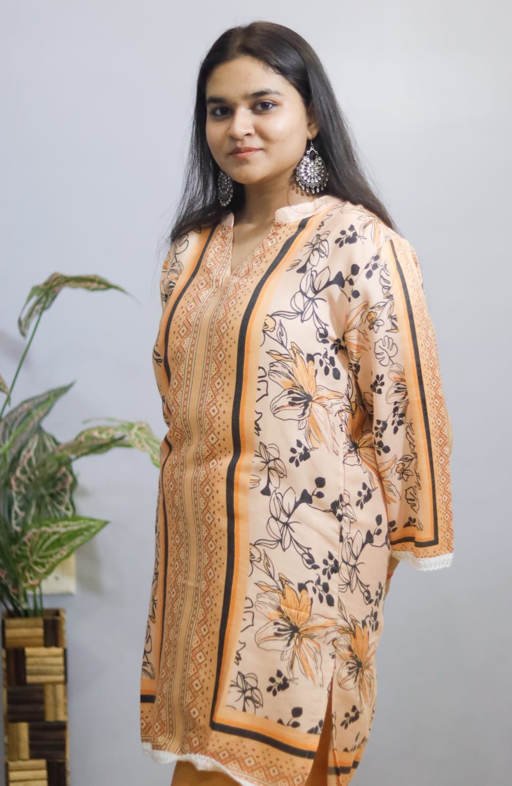 Peach turkish stylish printed cord set